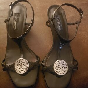 Brighton Black Sandals with Silver Accents